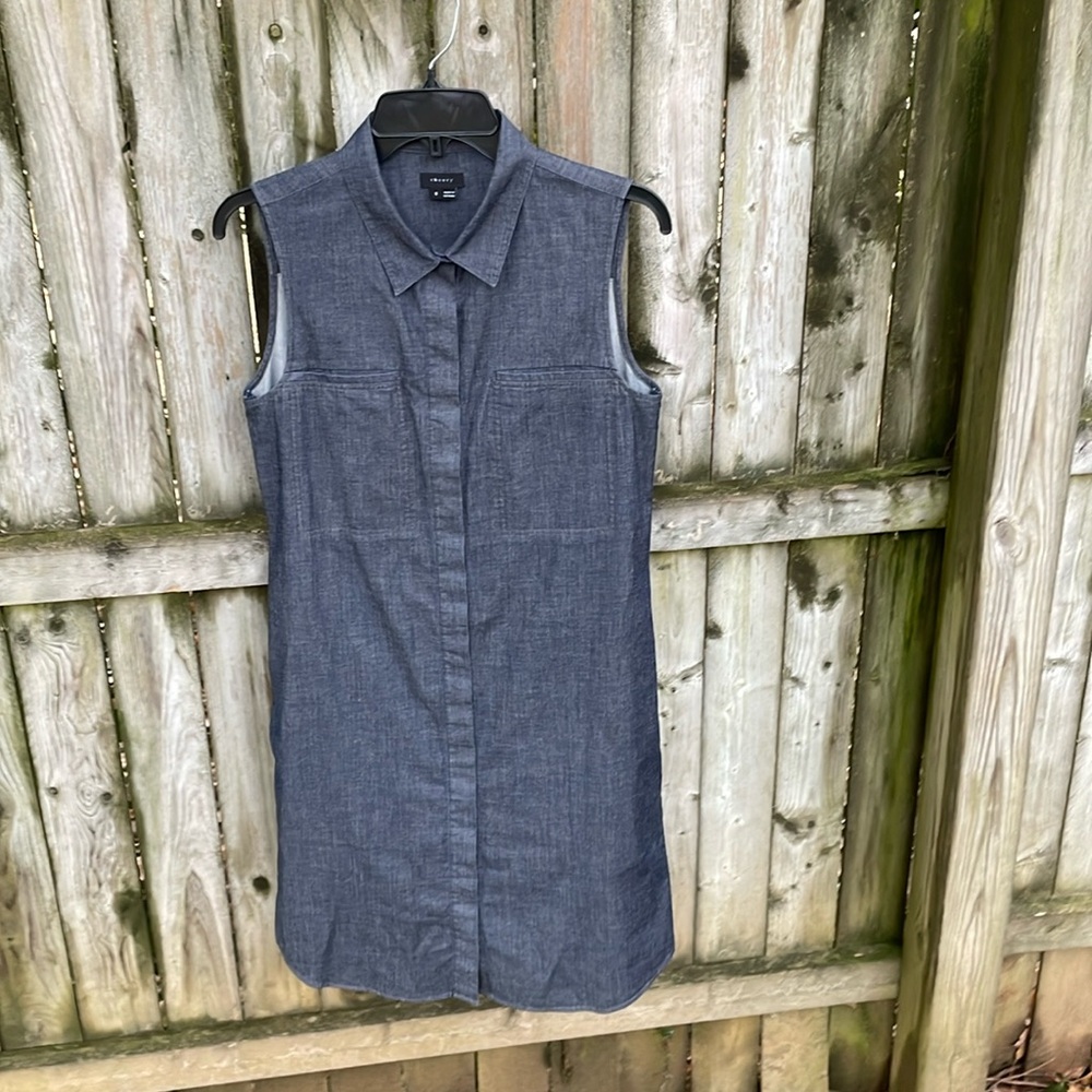 Theory Sleeveless Dark Indigo Shirt Dress